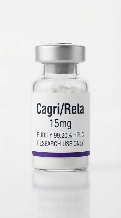 Cagri/Reta 15mg research peptide vial, 99.20% HPLC purity, research use only