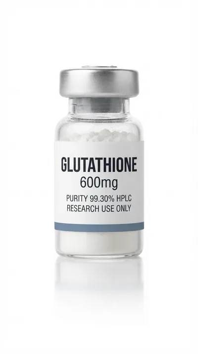 Glutathione 600mg research peptide vial, 99.30% HPLC purity, research use only